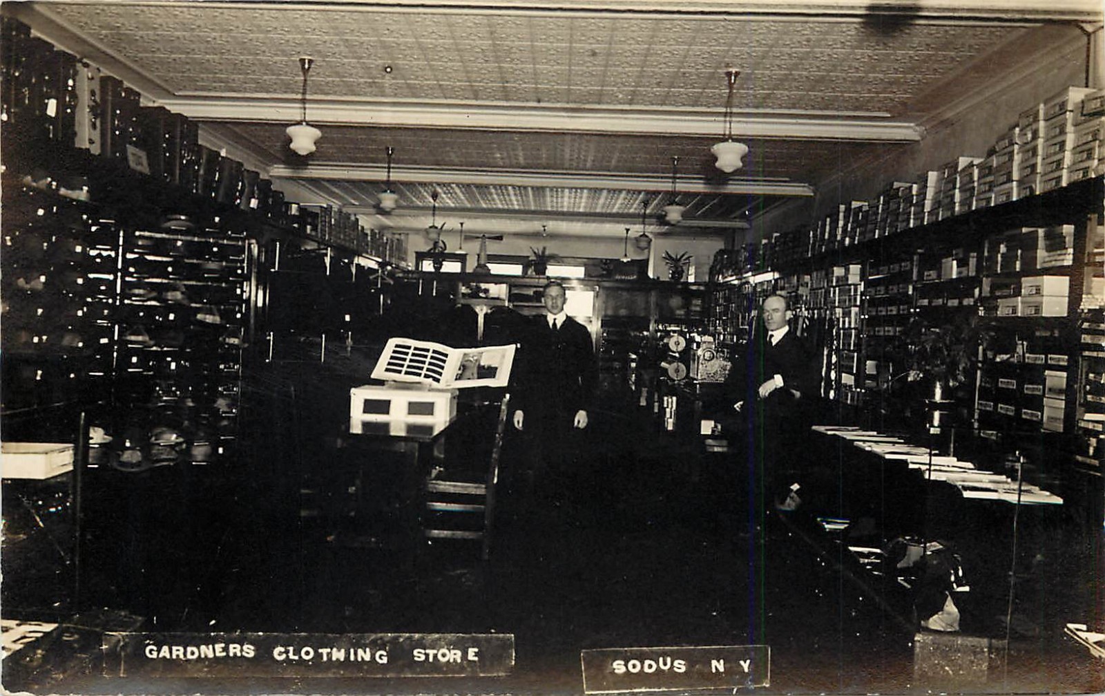 c1910 RPPC; Interior Gardners Mens\' Clothing Store, Sodus NY Wayne County
