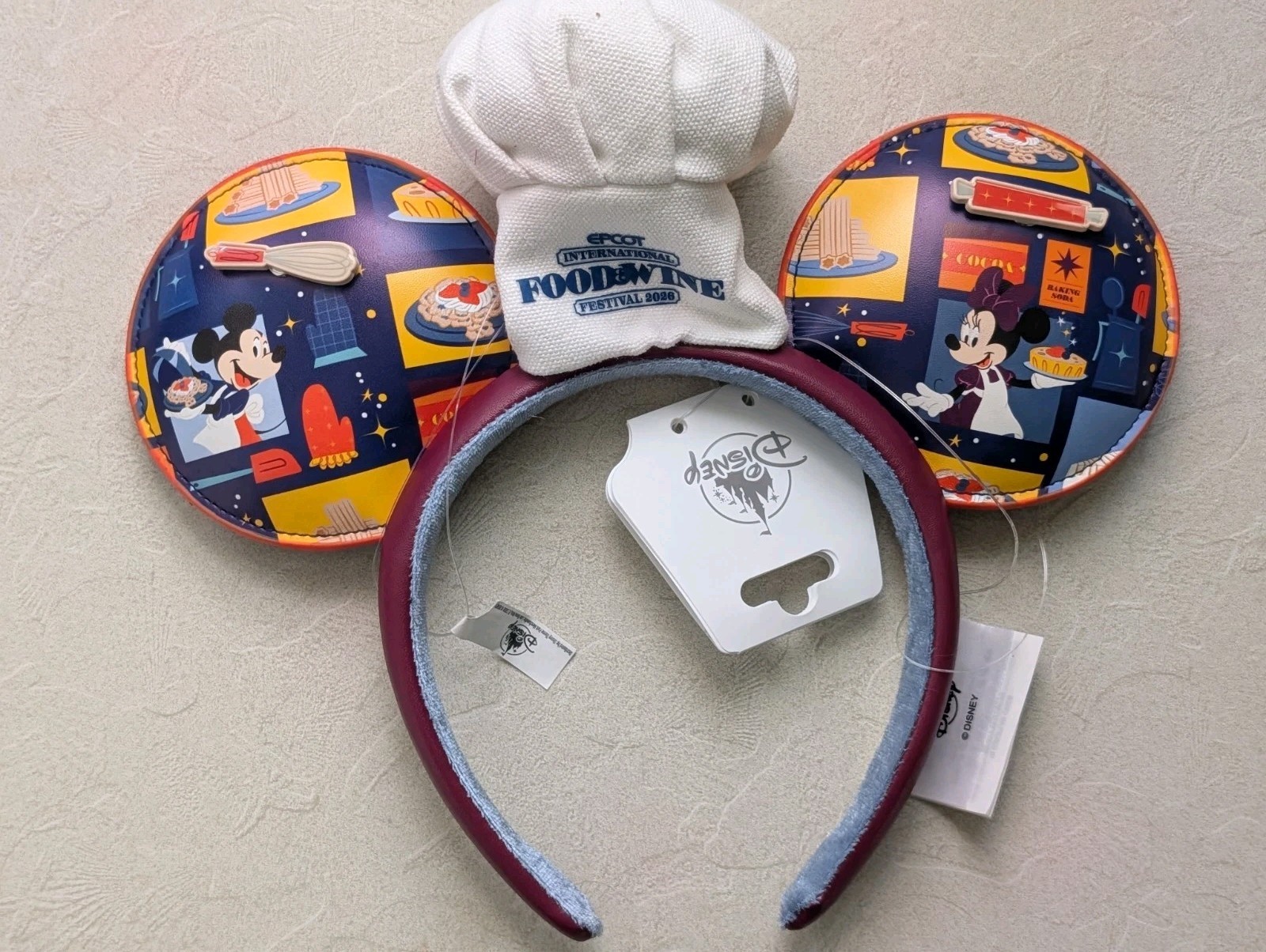 Disney Parks EPCOT 2026 Food and Wine Festival Chef Hat Ears Headband New