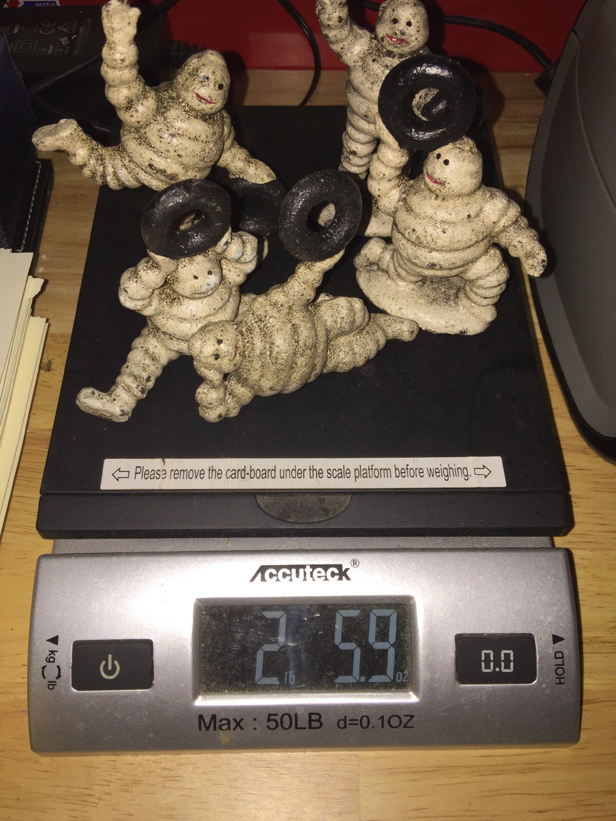 Michelin Tire Men 5 Piece SET Cast Iron Goodyear Collector Paperweight Patina US