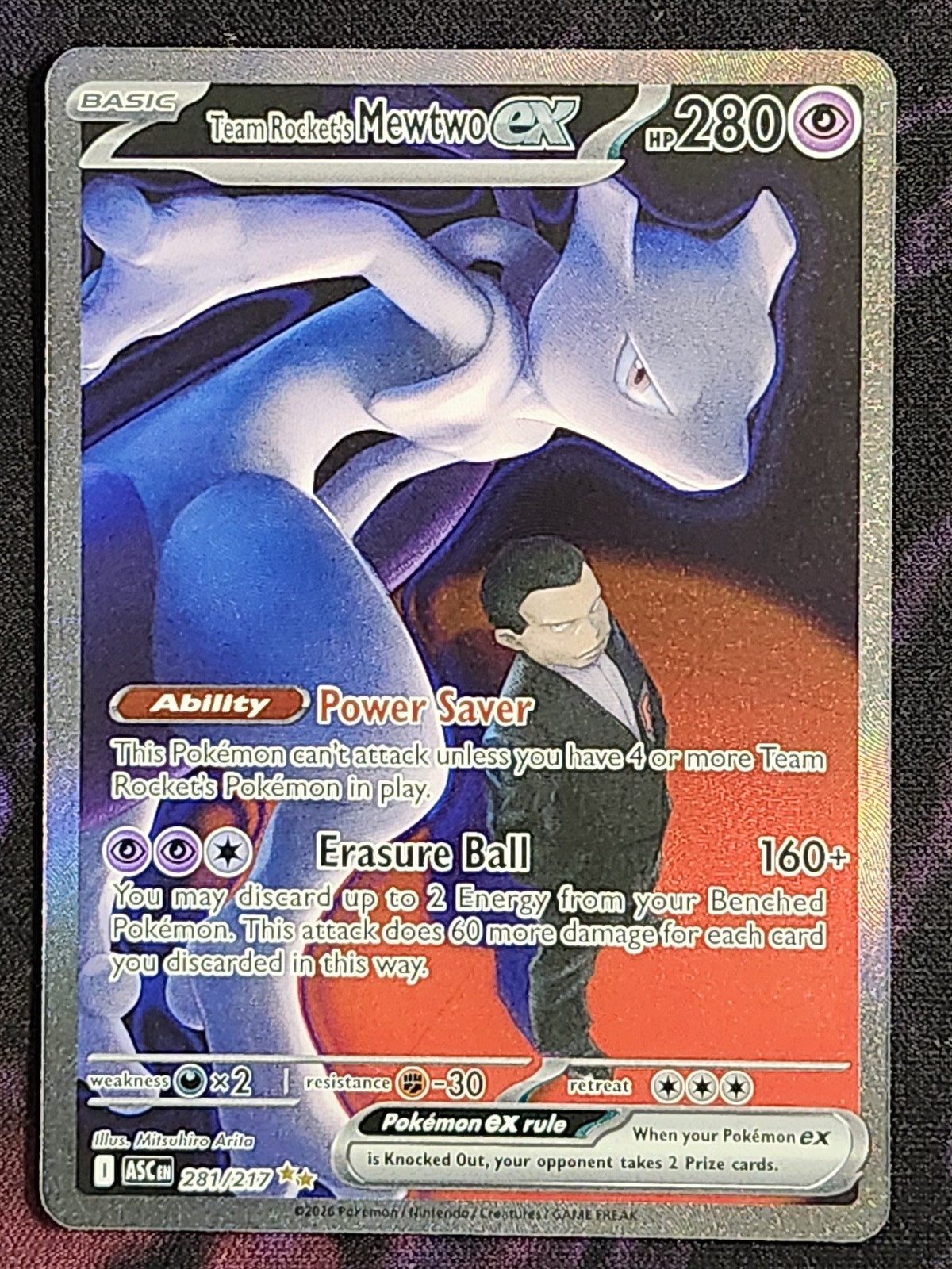 Pokemon Team Rocket\'s Mewtwo EX 281/217 Ascended Heroes ASC