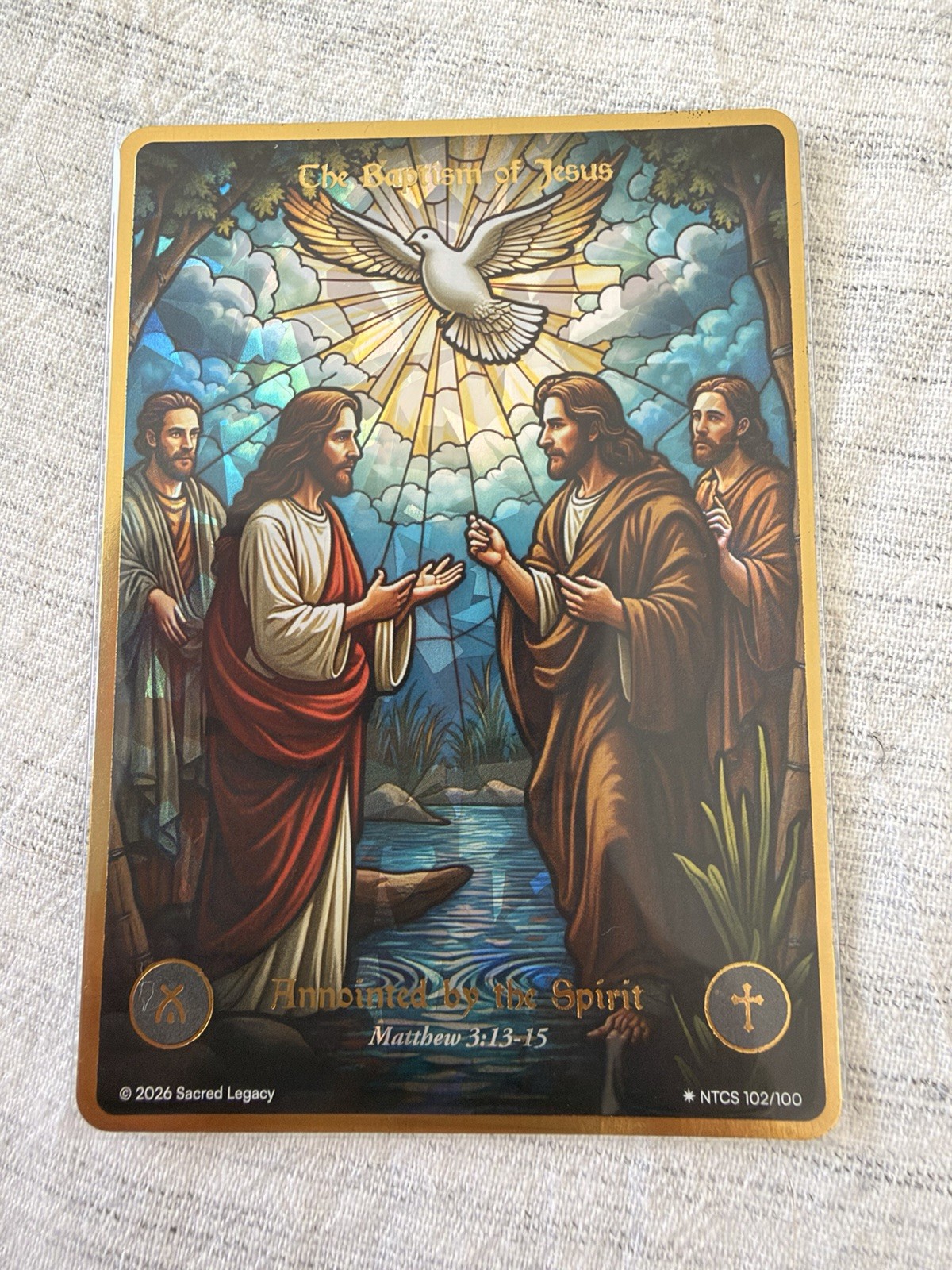 Sacred Legacy Baptism of Jesus Christian Holy Card, Matthew 3:13-15 NTCS 103