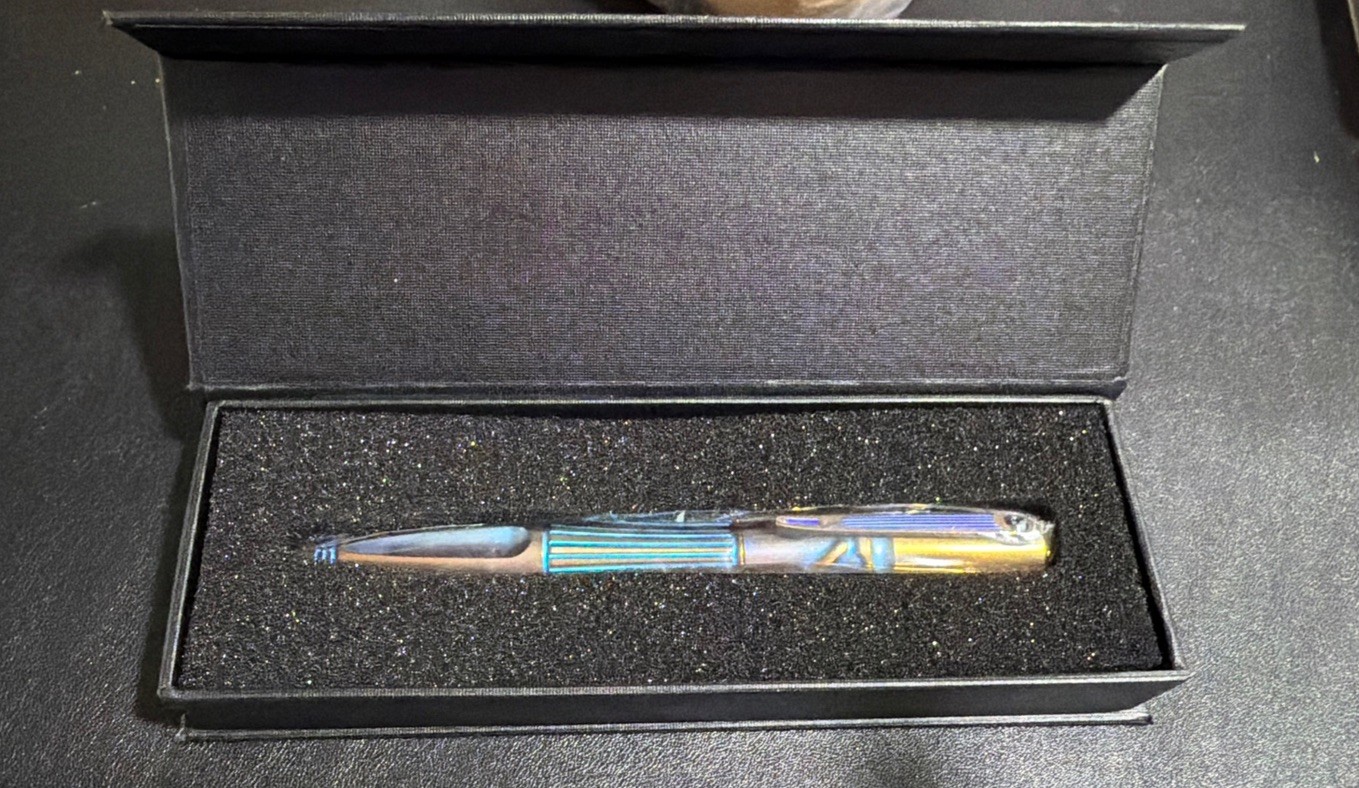 Brand New Rike Knife Titanium Tactical Pen Ink gold blue RK TR02-GB new in box 