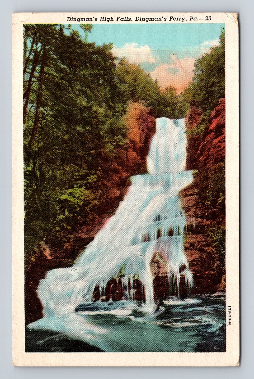 Dingman's Ferry PA- Pennsylvania, Dingman's High Falls, Antique Vintage Postcard