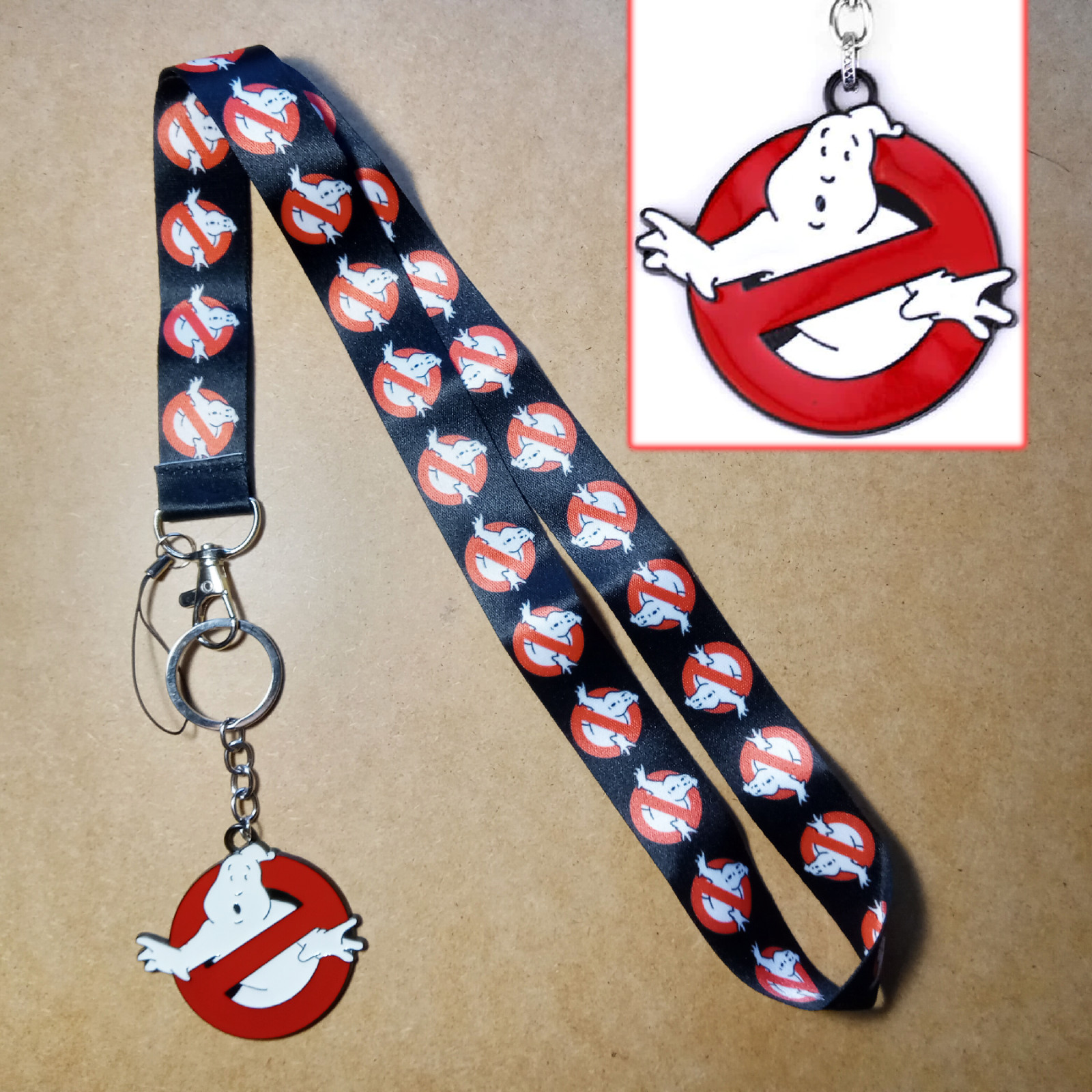 Ghostbusters metal keychain and lanyard  Ghost Busters logo Who you gonna call?