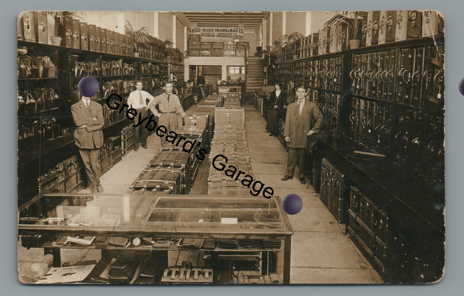 RPPC Trunk & Bag Store Interior SHREVEPORT LA Louisiana Real Photo Postcard