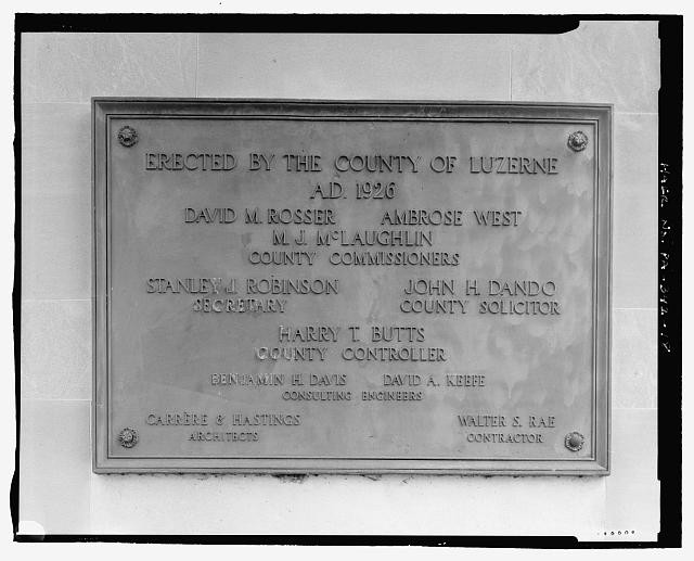Wilkes-Barre Pennsylvania 1926 Market Street Bridge Date Plaque Luze`rne County