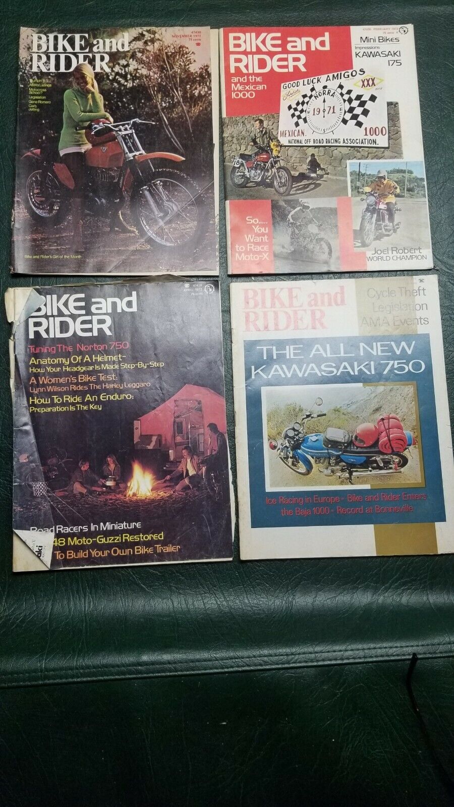 Vintage Bike and Rider Motorcycle Magazine LOT of 4 1971-72 Joel Robert Norton 