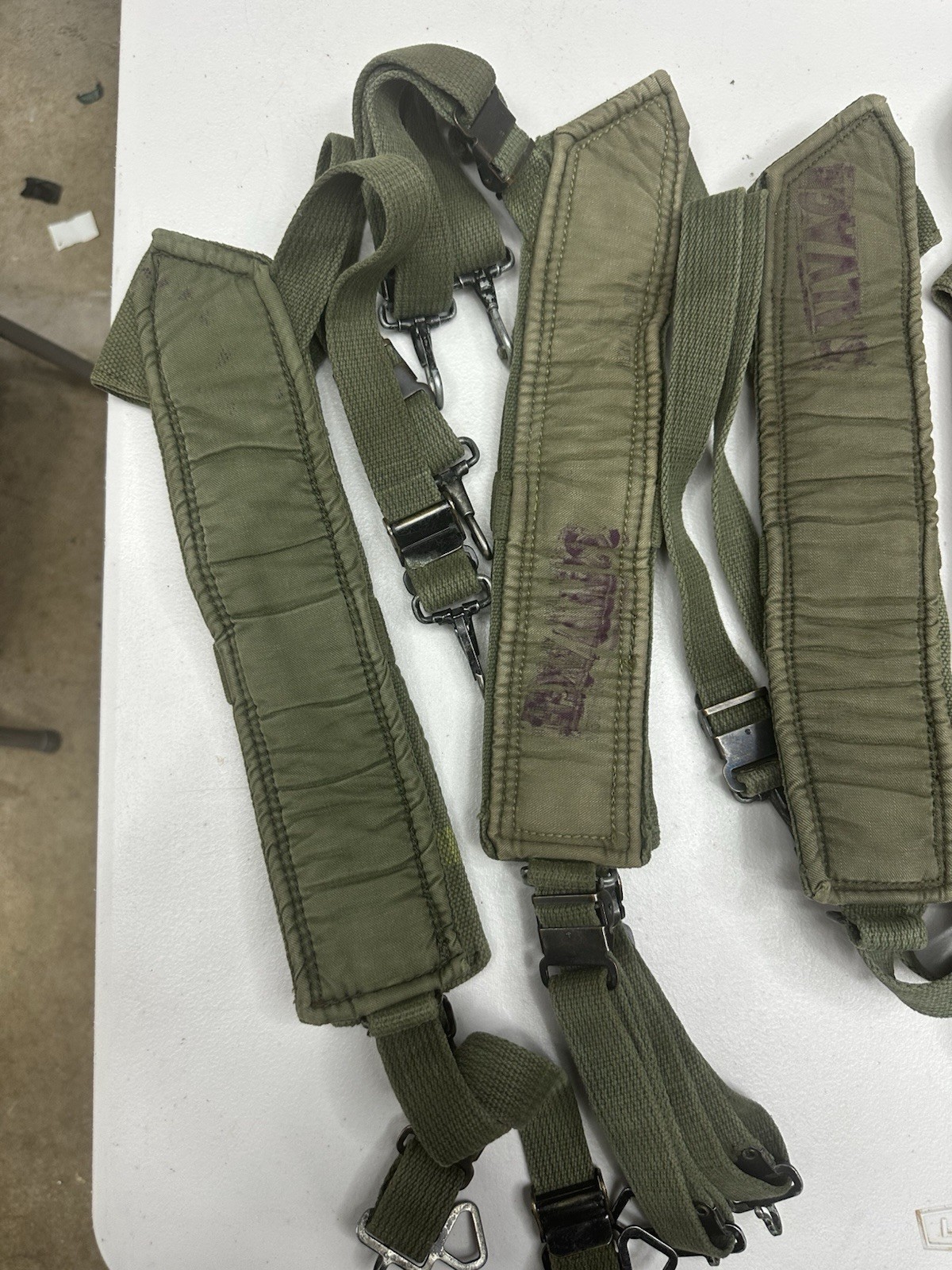 A Pair Of USGI Vietnam Era Field Pack Combat Suspenders M-1956, Size L, READ DSC