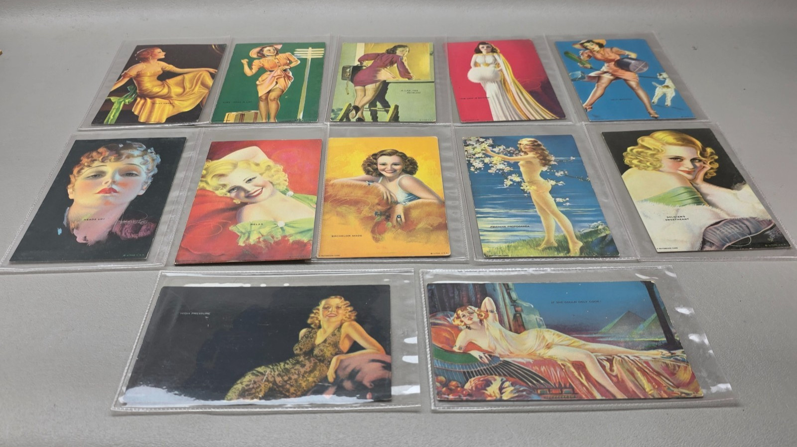 Vintage 1941 Mutoscope All American Girls Pin-Up Arcade Card Lot 12 Pc