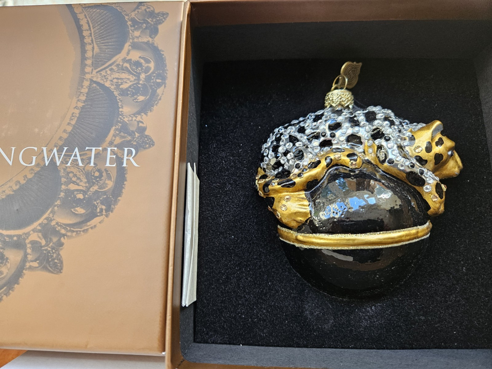 2004 Jay Strongwater 40381 Edna Leopard Monte Carlo Swarovski Ornament NIB 4 in.