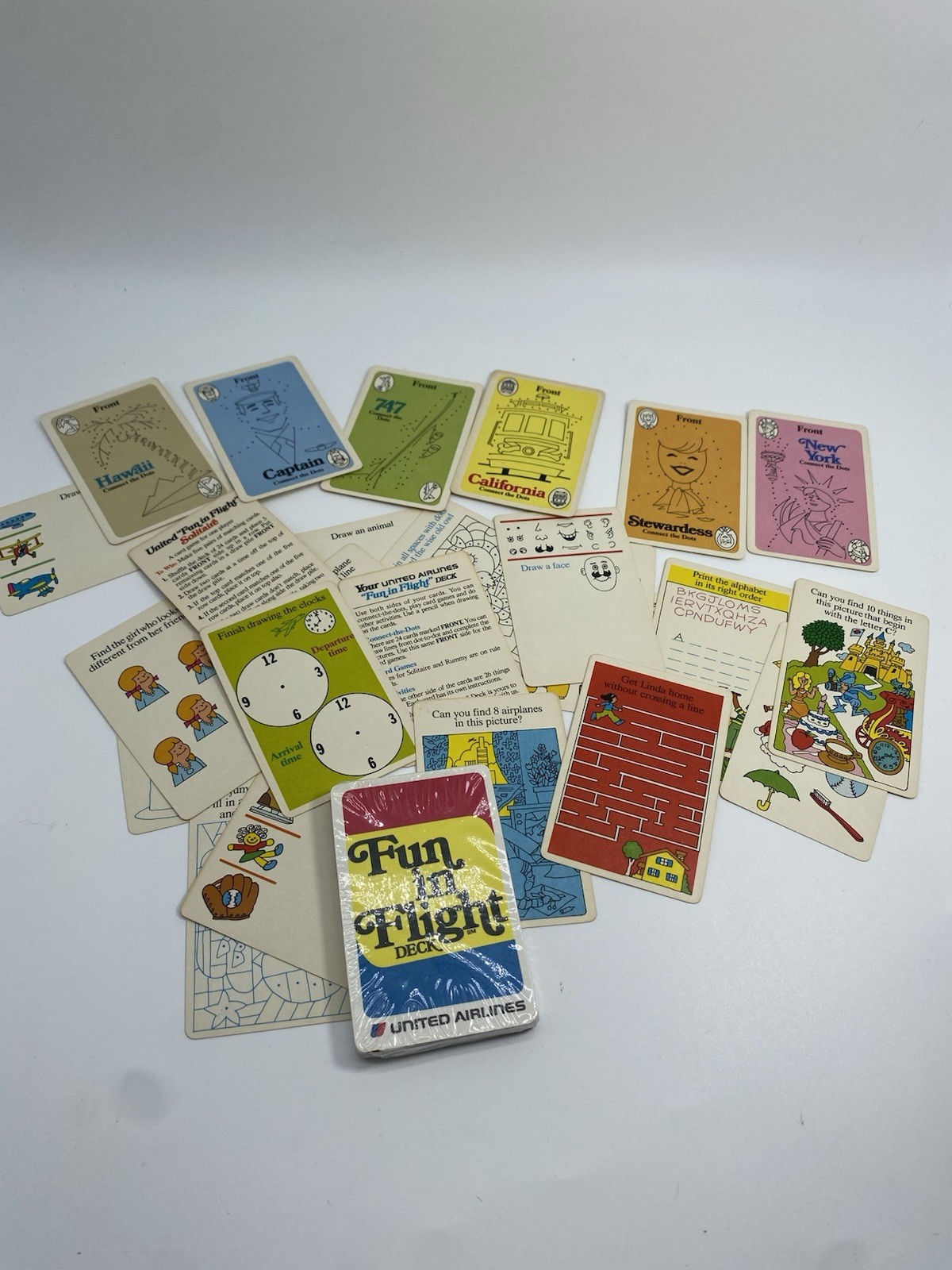 VINTAGE UNITED AIRLINES FUN IN FLIGHT DECK CARDS FACTORY SEALED & 1 Opened Deck