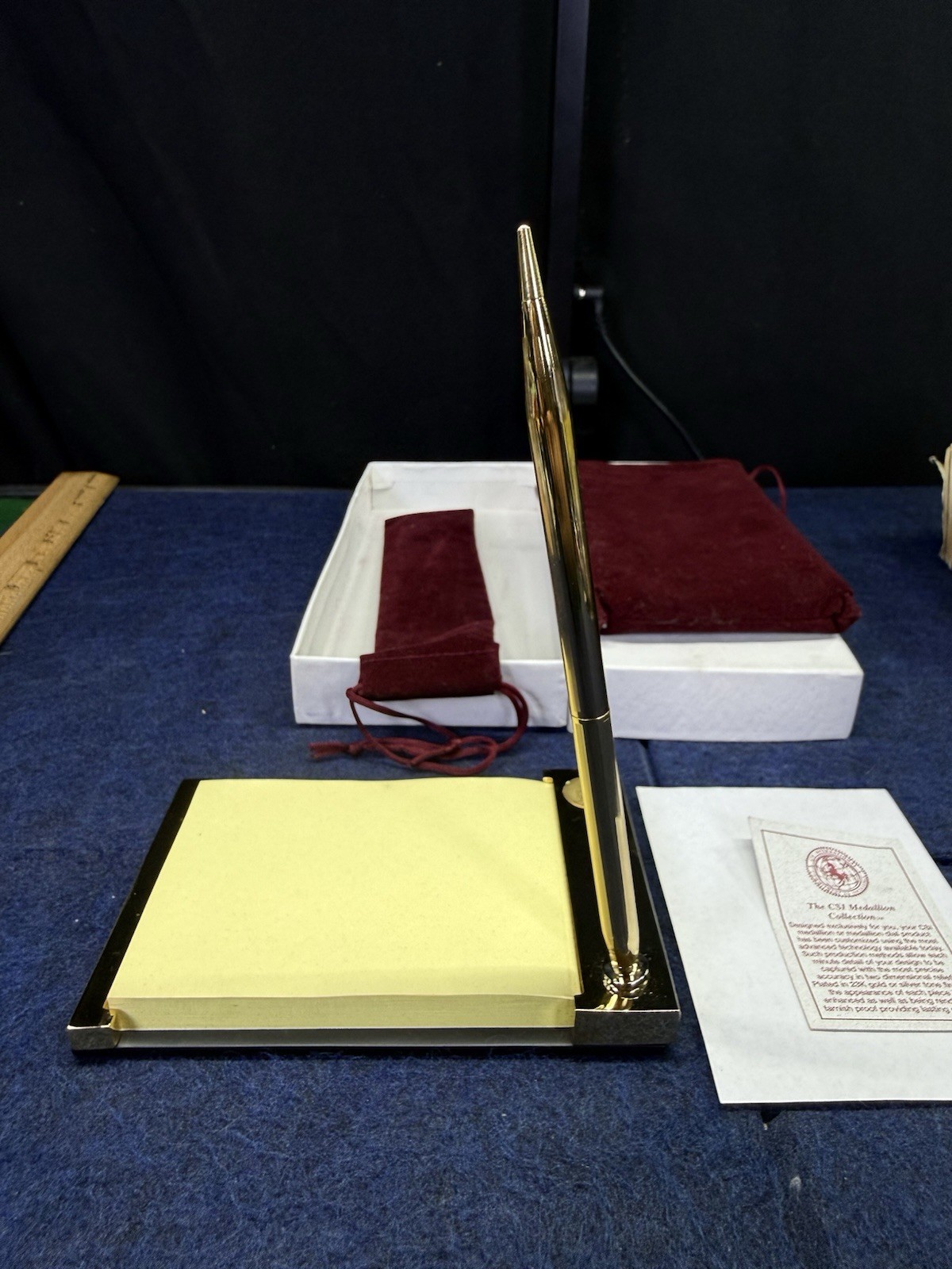Vintage Drexel University Desk Pen & Notepad Set 23K Gold Plated CSI NOS Boxed
