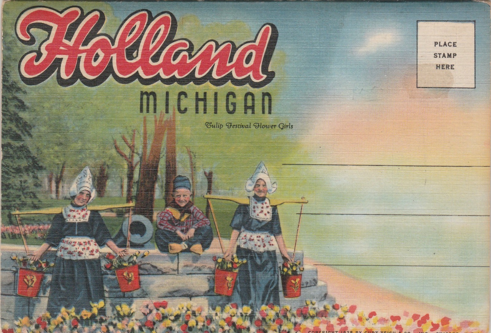 Michigan, Holland, Linen Souvenir Folder/Multi Views
