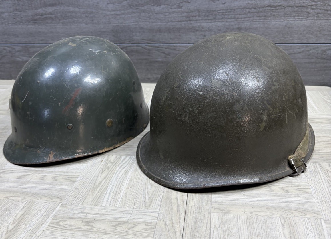 WW2 Military M1 Steel Helmet + Liner Metal OD Green Bump Cap 