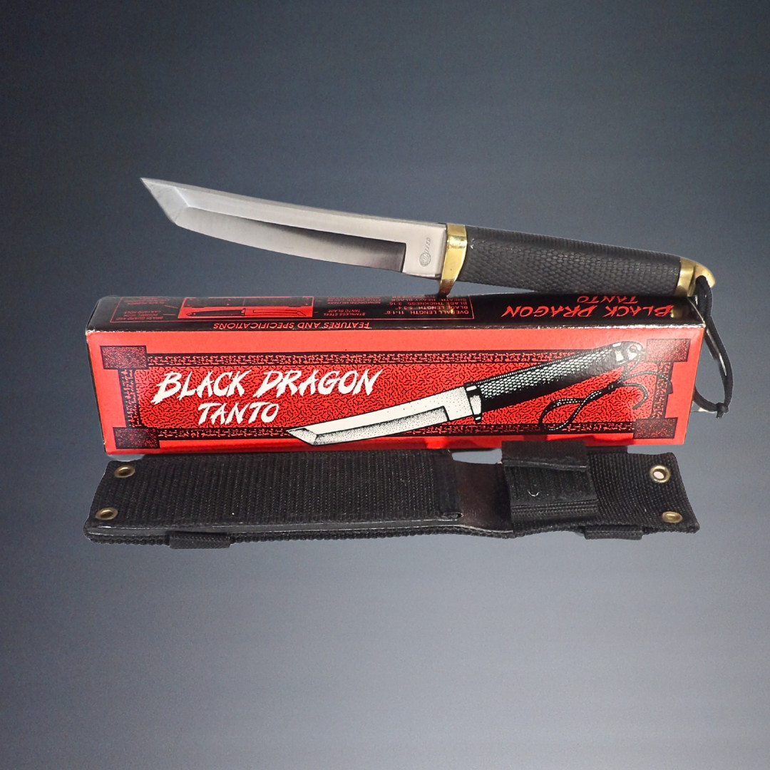 VINTAGE 1994 BLACK DRAGON TANTO FIXED STAINLESS BLADE KNIFE #UC248 NEW IN BOX