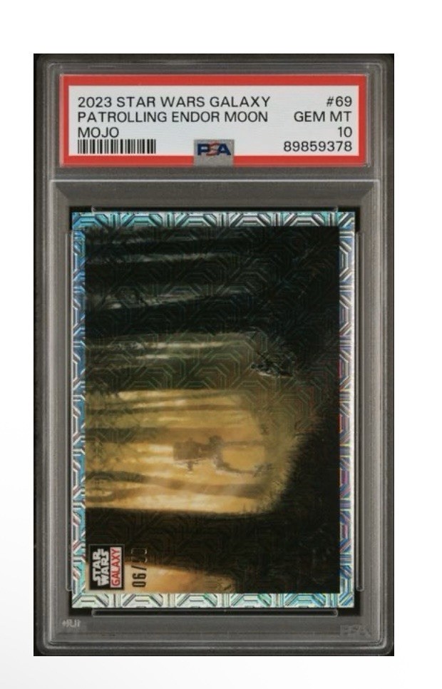 2023 TOPPS CHROME STAR WARS GALAXY #69 PATROLLING ENDOR MOON MOJO REFRACTOR
