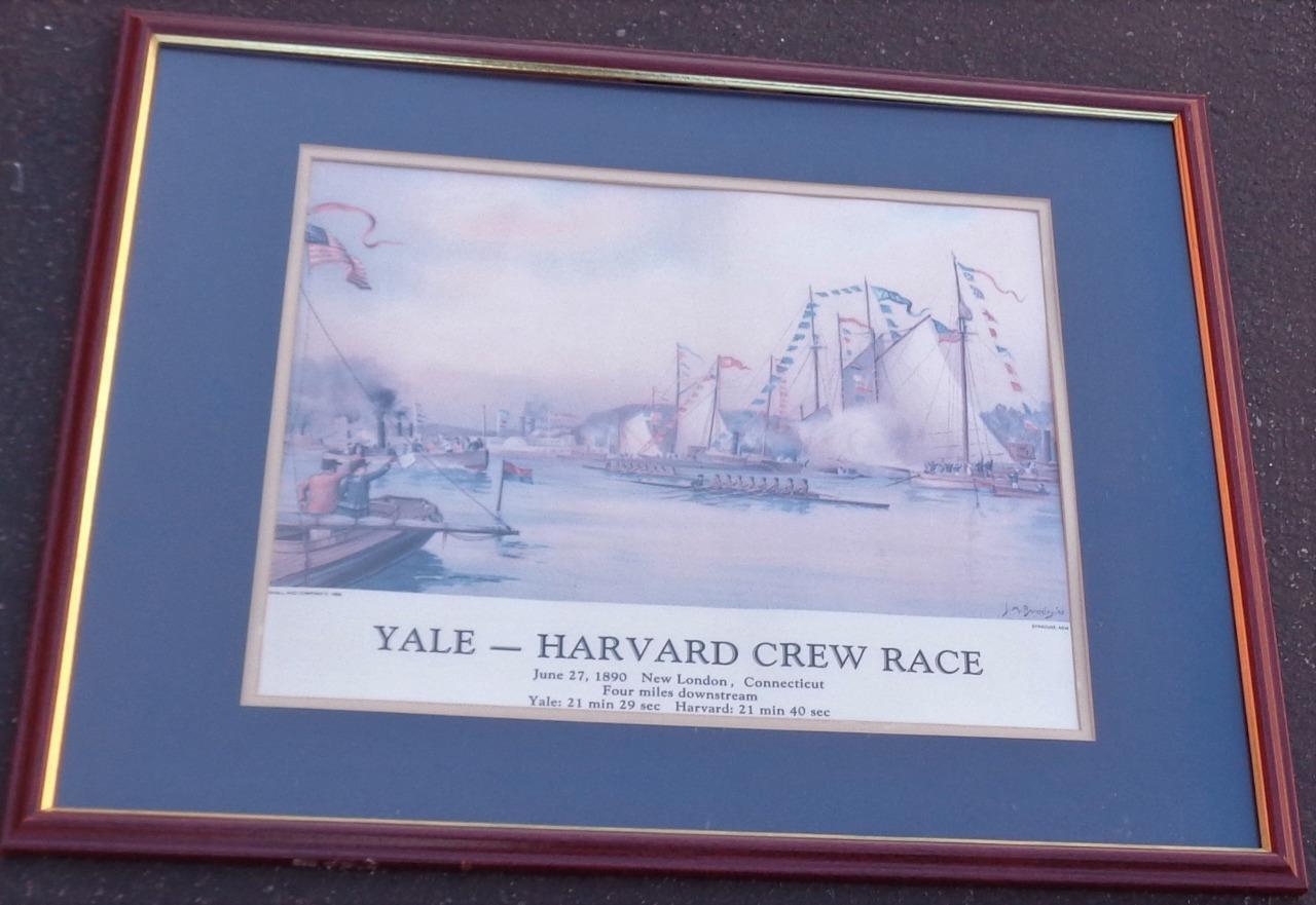 Vintage Yale – Harvard Crew Race Lithograph Print – COMMEMORATIVE PRINT – VGC