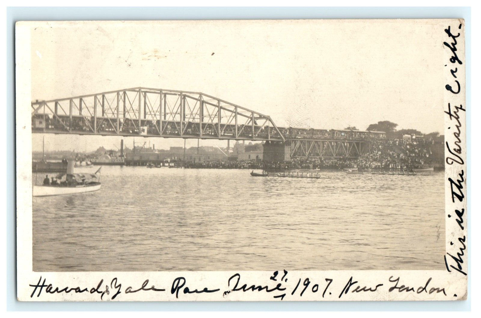 June 27 1907 Harvard & Yale Boat Race RPPC New London CT RPPC - Varsity Eight