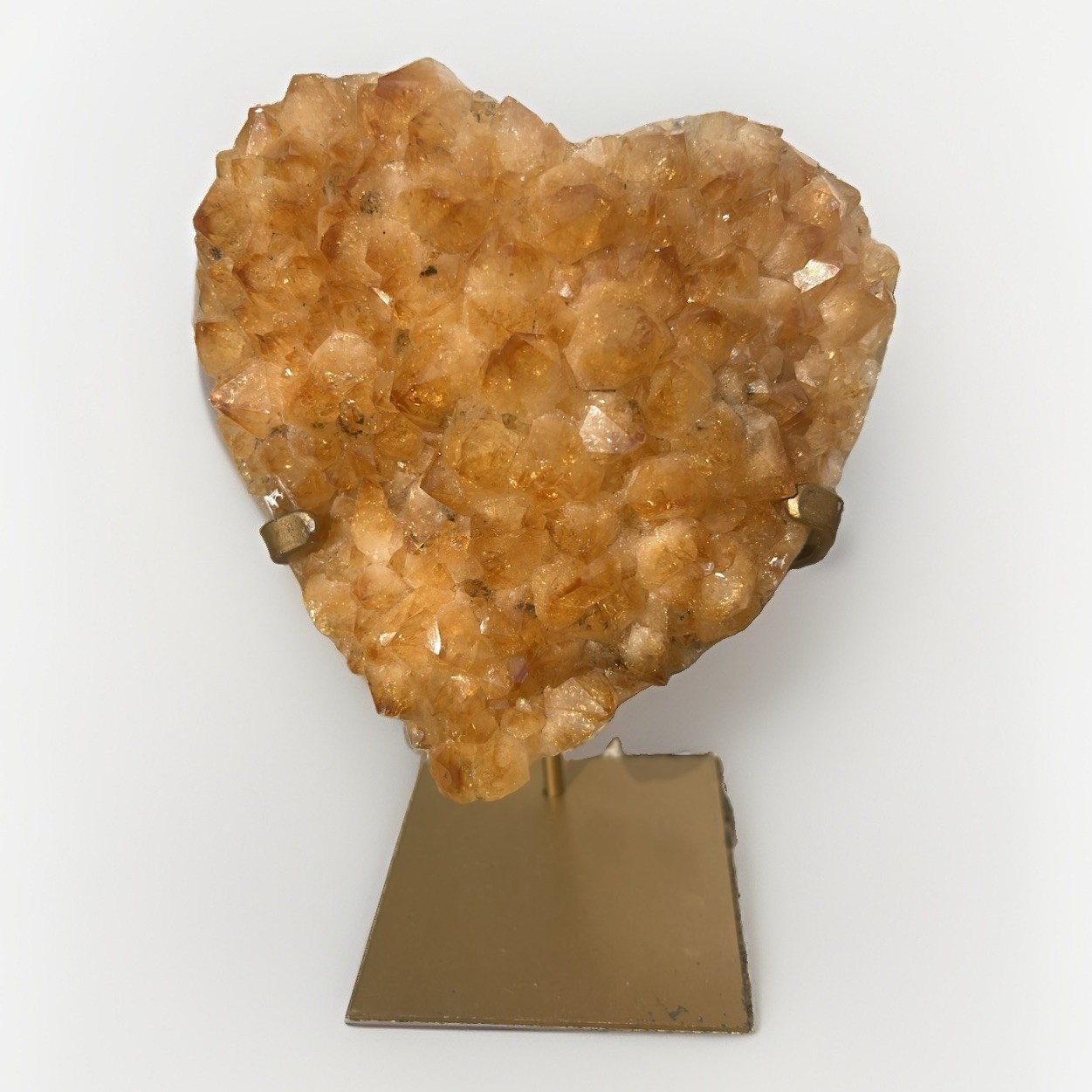 Citrine Crystal Heart on Stand 5.9 lb Large 7” Brazilian Heat Treated