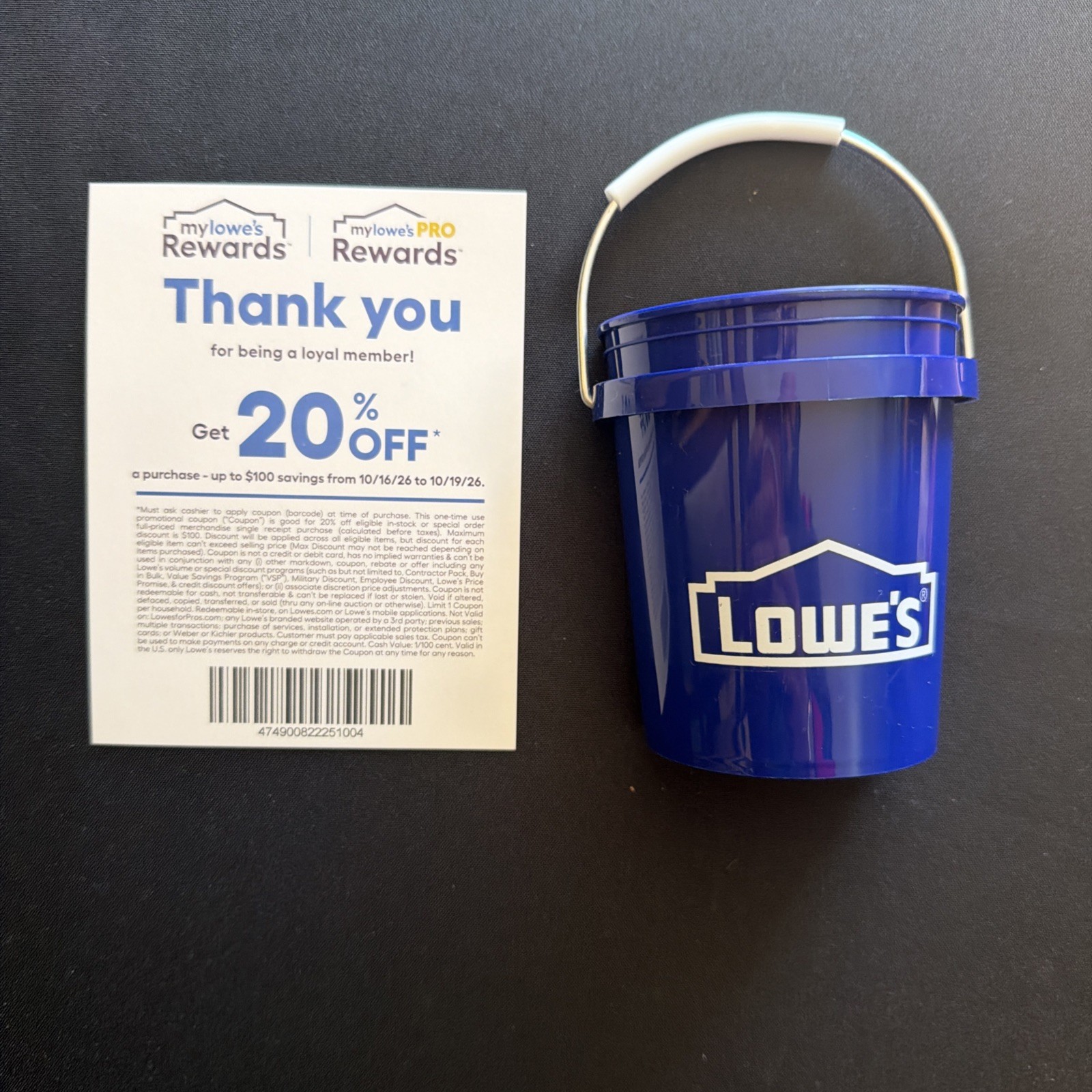 Lowe\'s Mini Bucket Magnet Magnetic Half Cup MyLowes Rewards Oct 10 2026