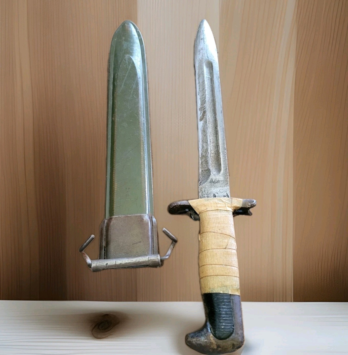 Vintage Original Military WWII M1 Garand Bayonet Knife & Scabbard Rare