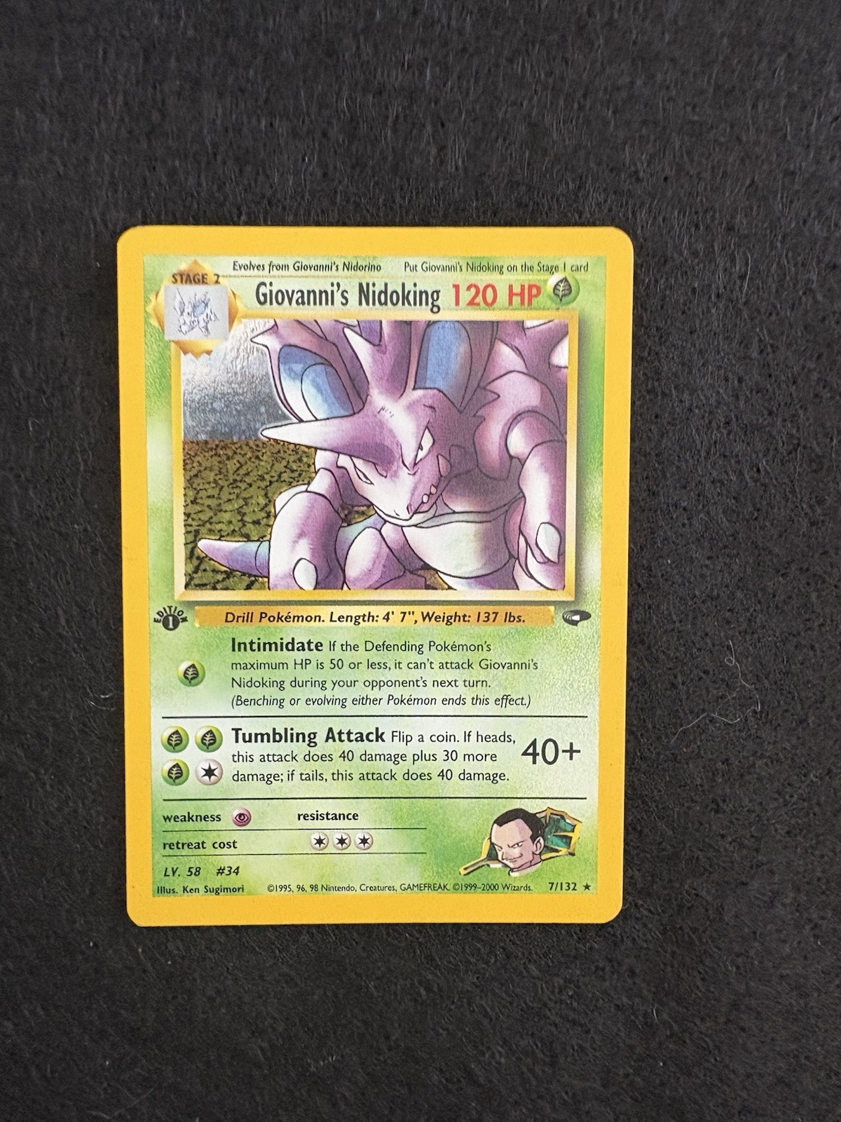 Giovanni\'s Nidoking 7/132 Gym Challenge Holo Rare WOTC