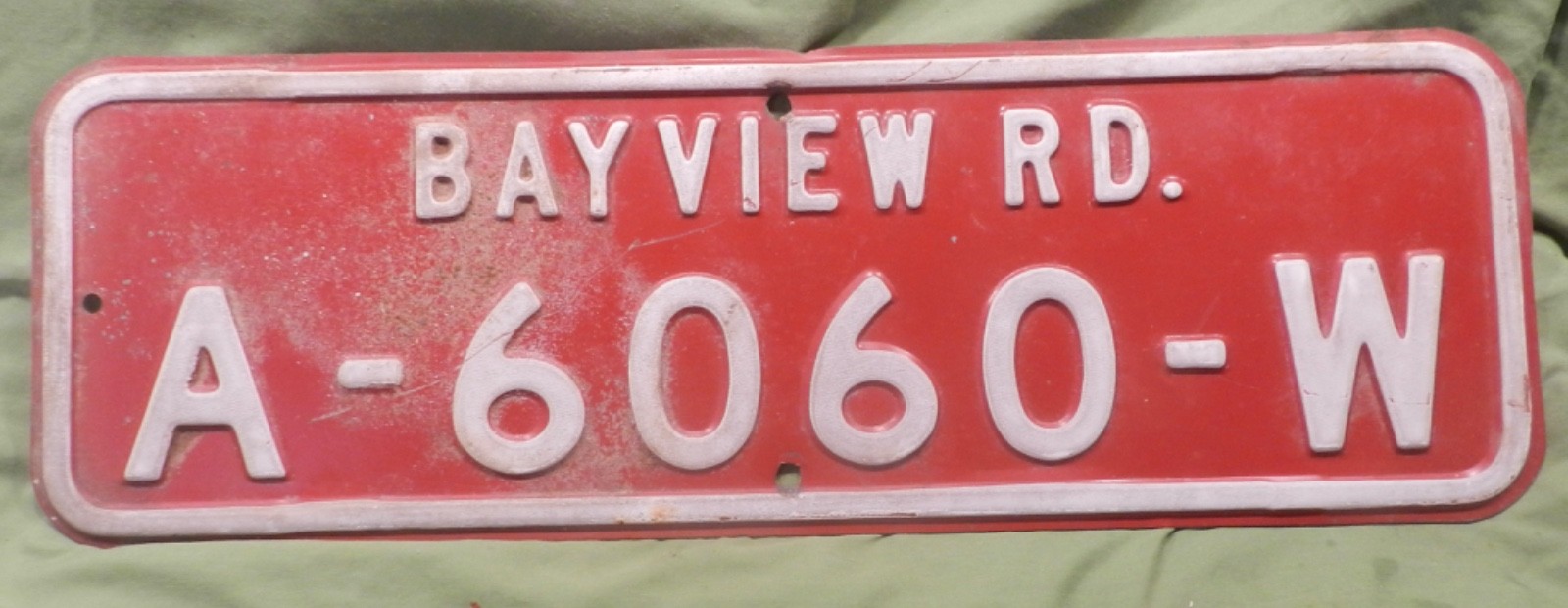 Vintage Original BAYVIEW RD. Street/Road Sign Heavy Embossed Steel OLD 24 X 8 AW