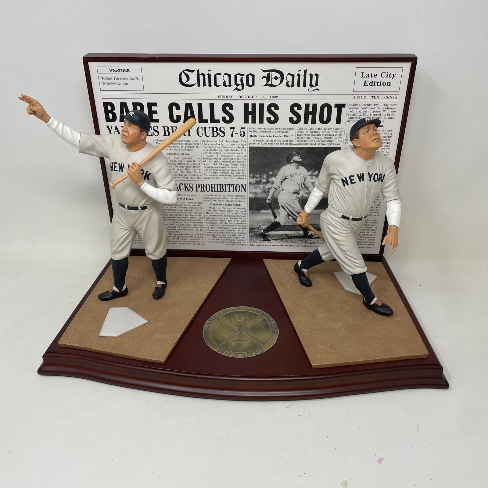 Danbury Mint Babe Ruth Called Shot Baseball Greatest Moments Diorama Figure READ