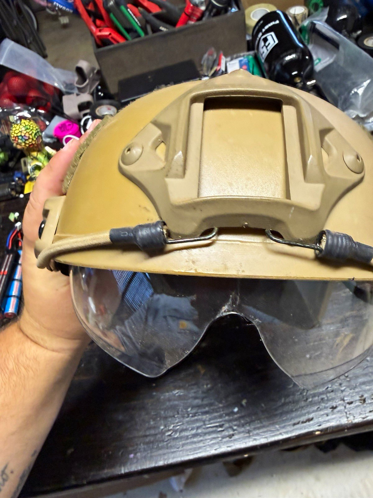 Ops-Core FAST Tan Ballistic Tactical Helmet w/ Clear Visor, NVG Mount, Rails