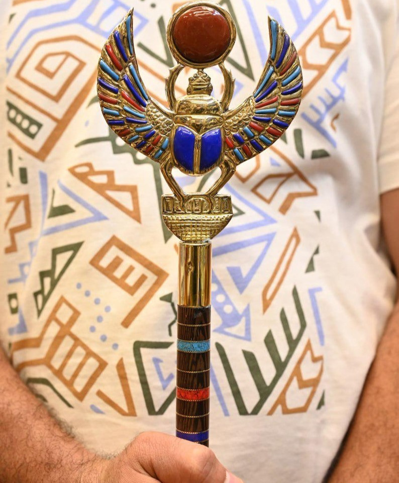Authentic Ancient Egyptian Antique Rare  Scarab Scepter Statue Figurine BC