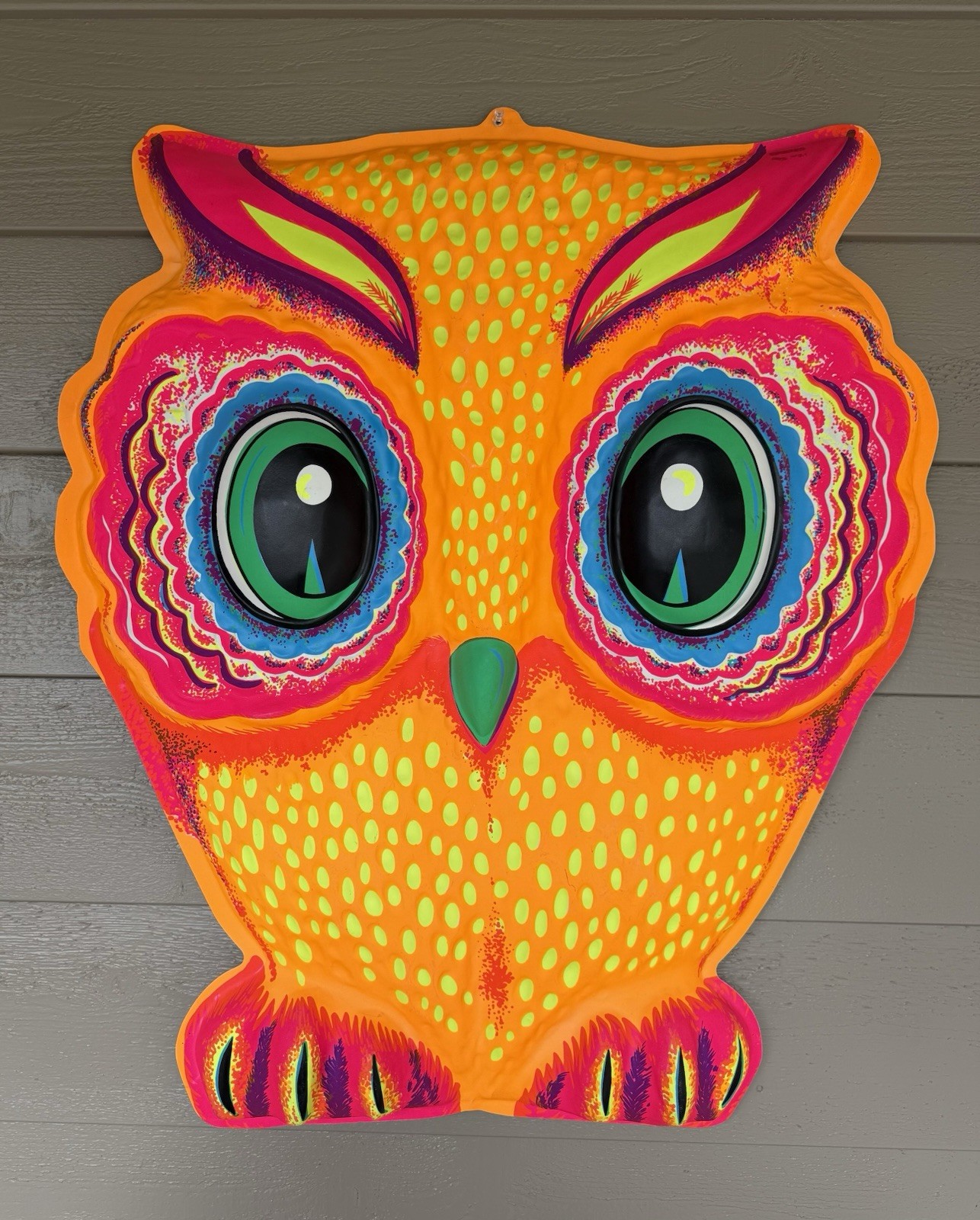 Rare Vtg 1960\'s Halloween 3D Vacuform Jumbo Owl Glow in the Dark 29\
