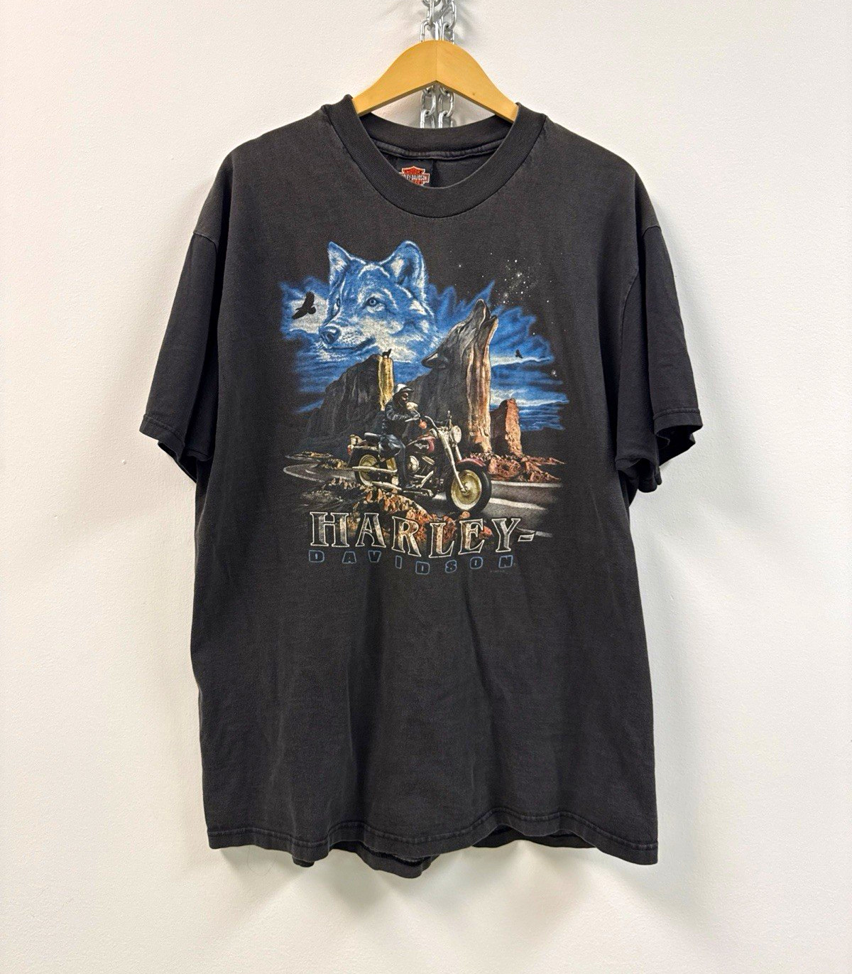 Vintage 1998 Harley Davidson Wolf Print Shenandoah Waynesboro VA T-shirt