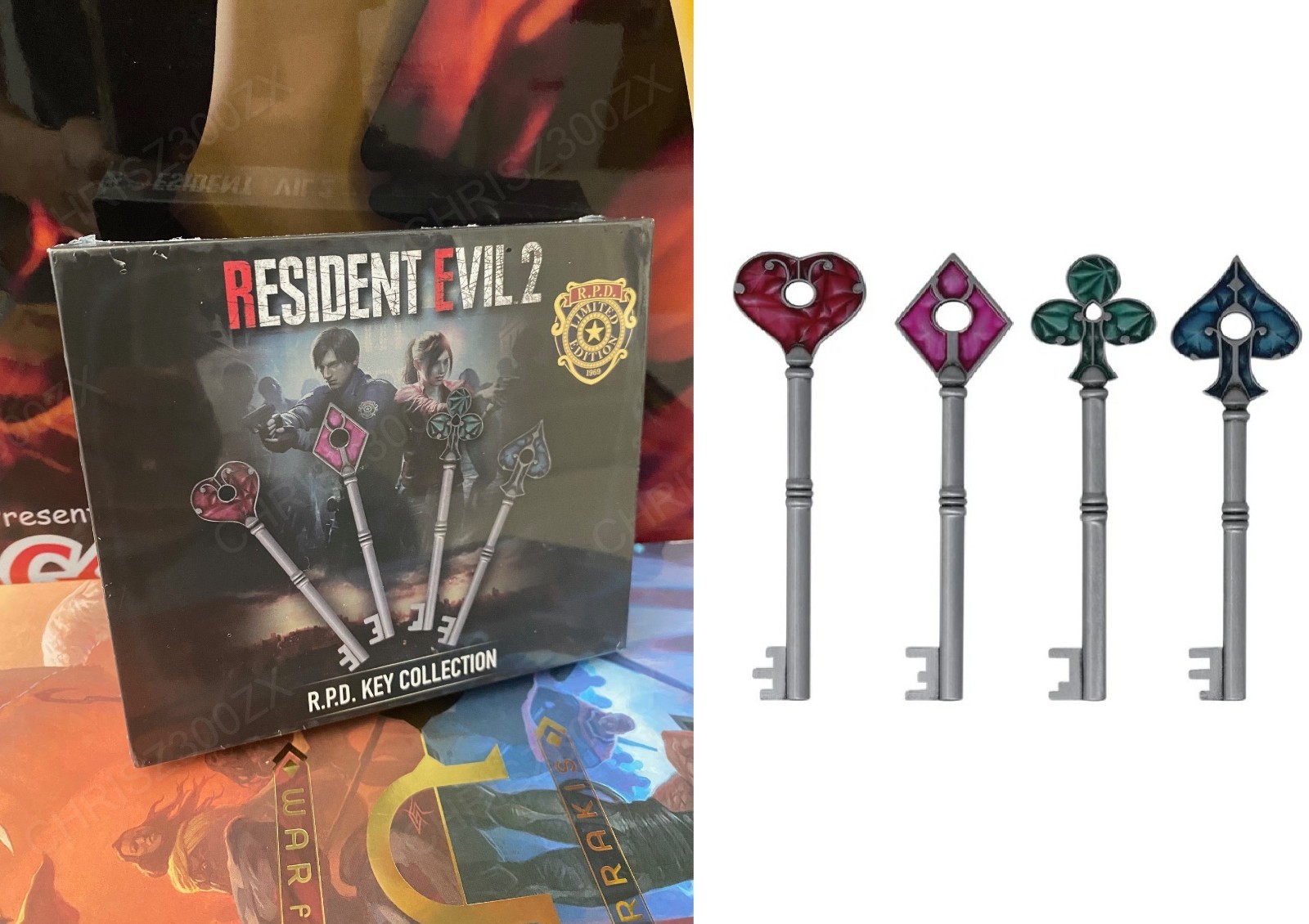 Resident Evil 2 Card Suit Keys [Set of 4] Replica Figure Konami Numbered Box RE2