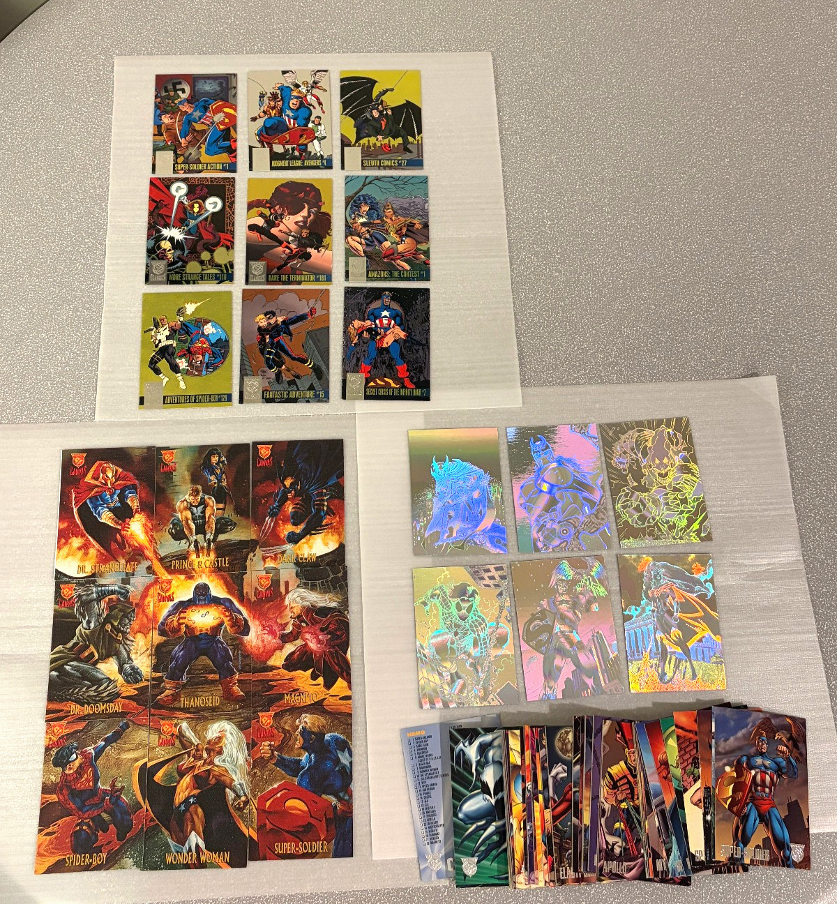 1996 MARVEL & DC AMALGAM SERIES TRADING CARD SET (90 BASE+6 HOLO+9 PB+9 CANVAS)