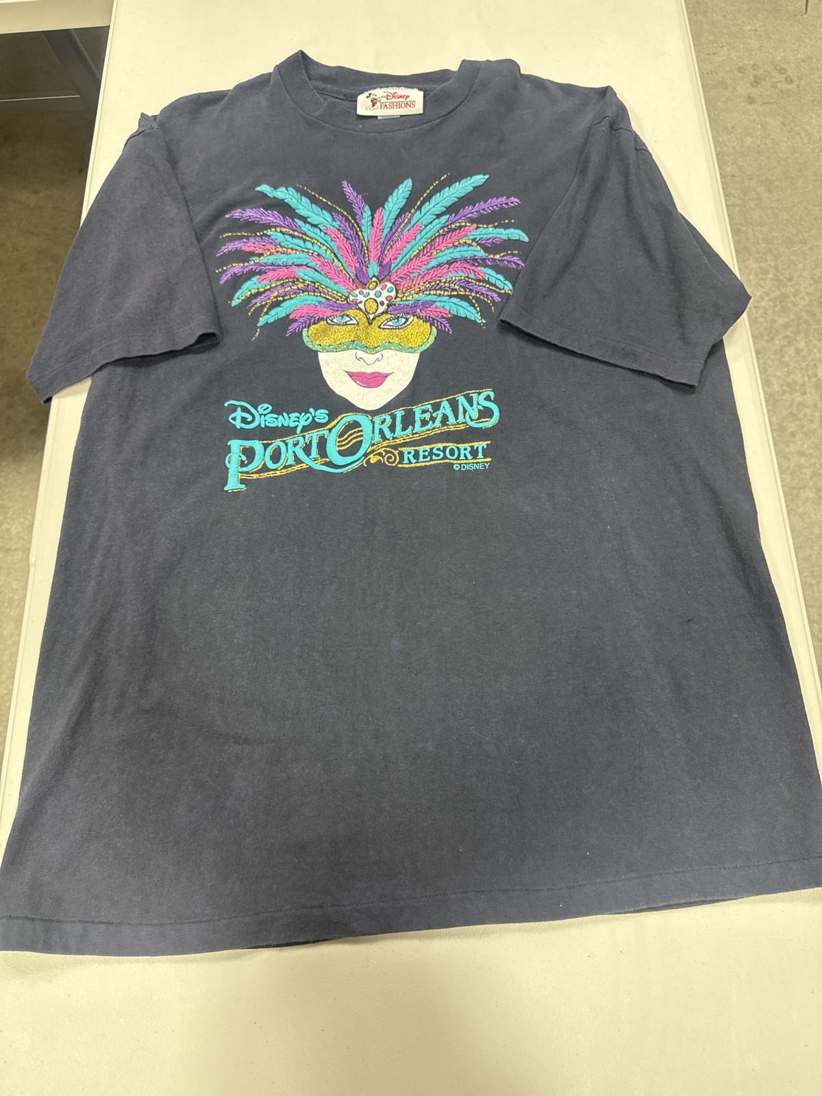 Vintage Disney\'s Port Orleans Resort Mardi Gras Mask T-Shirt Black