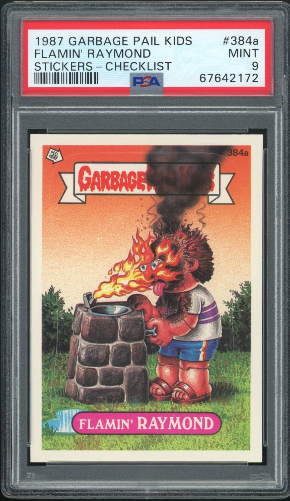 1987 Topps Garbage Pail Kids 10th Series #384a Flamin\' Raymond PSA 9 MINT Os10