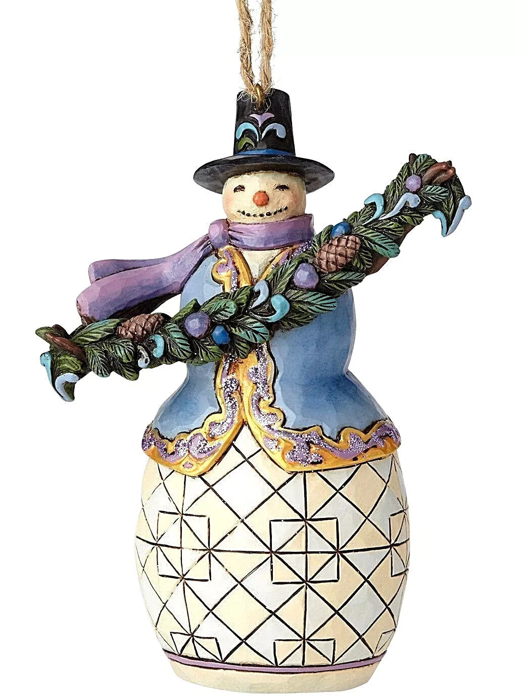 Jim Shore*PURPLE SNOWMAN w/ TOP HAT & EVERGREEN GARLAND ORNAMENT*New*NIB*6002735