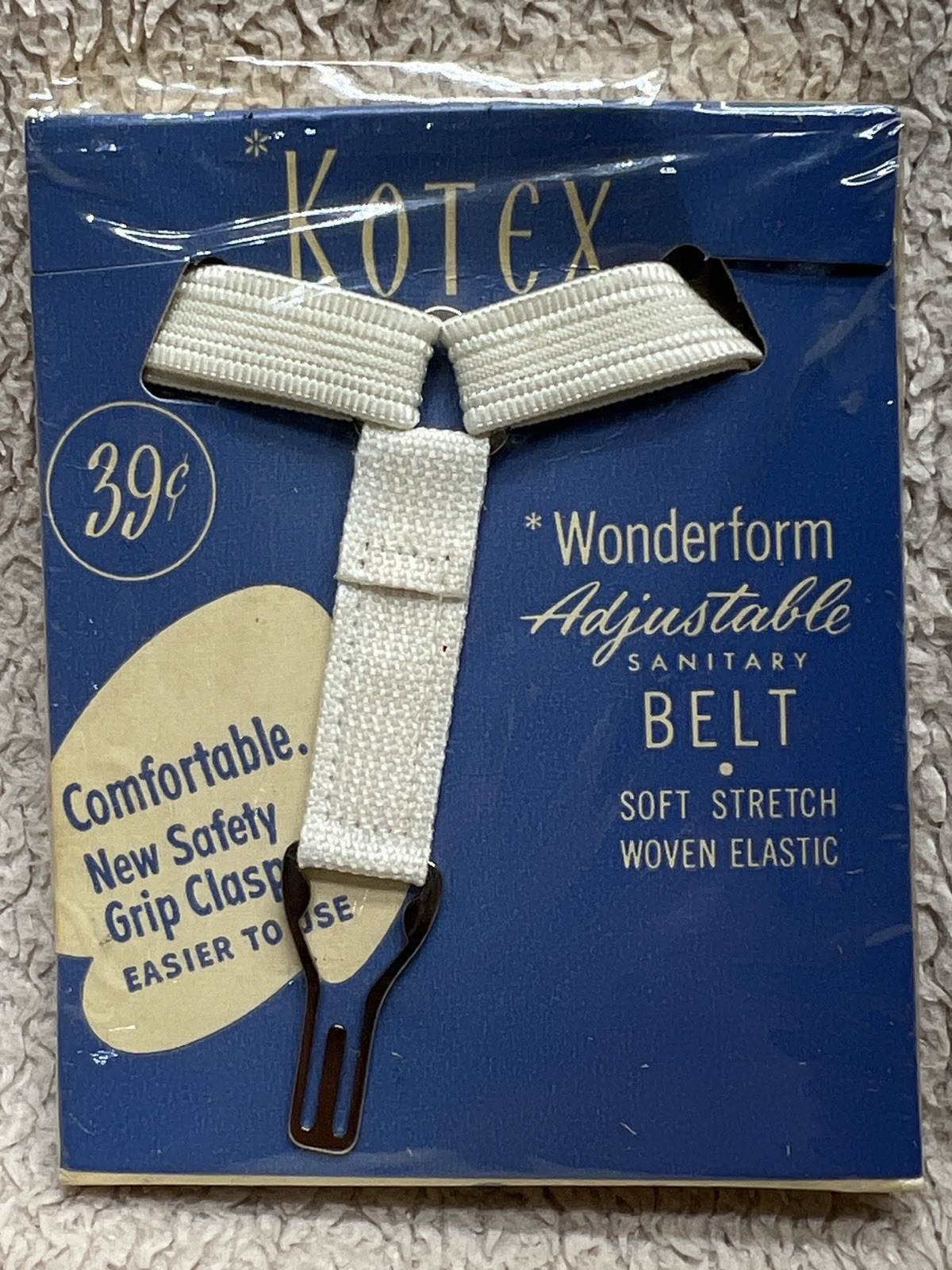 Vtg Kotex Wonderform Belt Feminine Napkins Hygiene White - Kimberly Clark