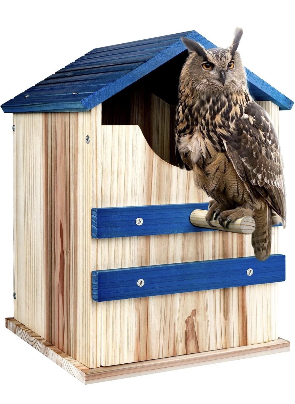 Screech Owl House, Large Wooden Owl Boxes for outside with Mounting Scr