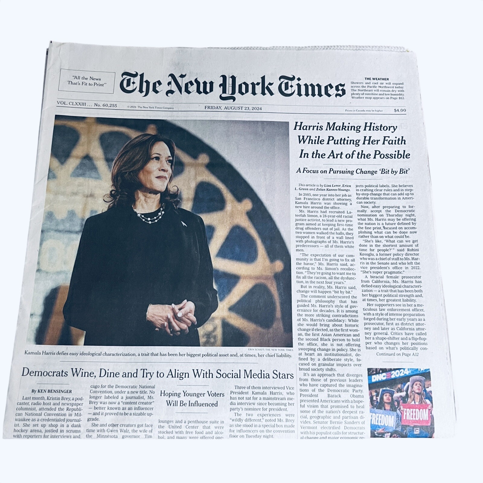 The New York Times Newspaper August 23 2024 Kamala Harris Making History UNREAD