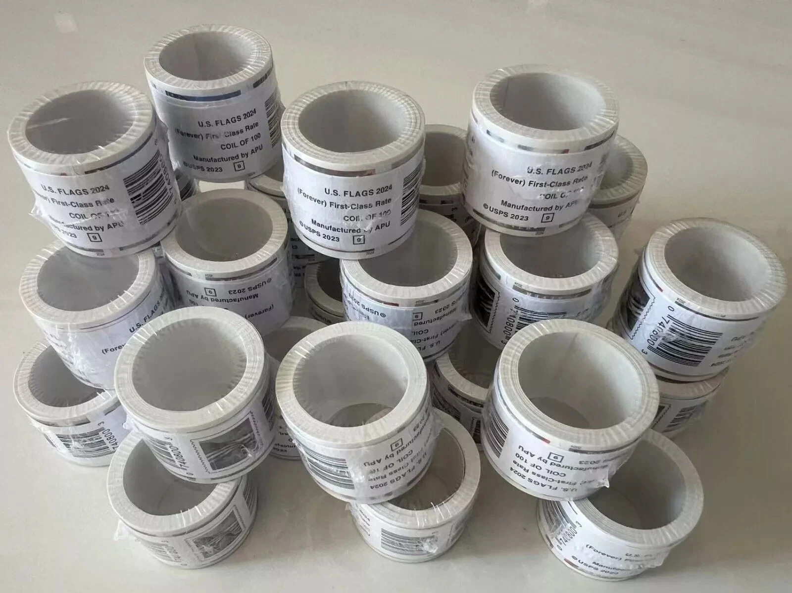 20 Rolls Collection U.S. Flags Forever PAPER 2024 Total Qty 2000 PCS