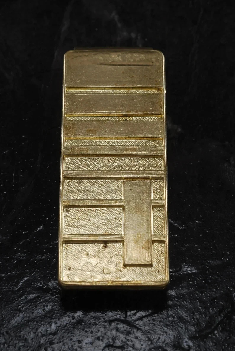 Estate Graduated Striped Design 10K Yellow Gold Over Moneyclip Men\'s Jewelry 1PC