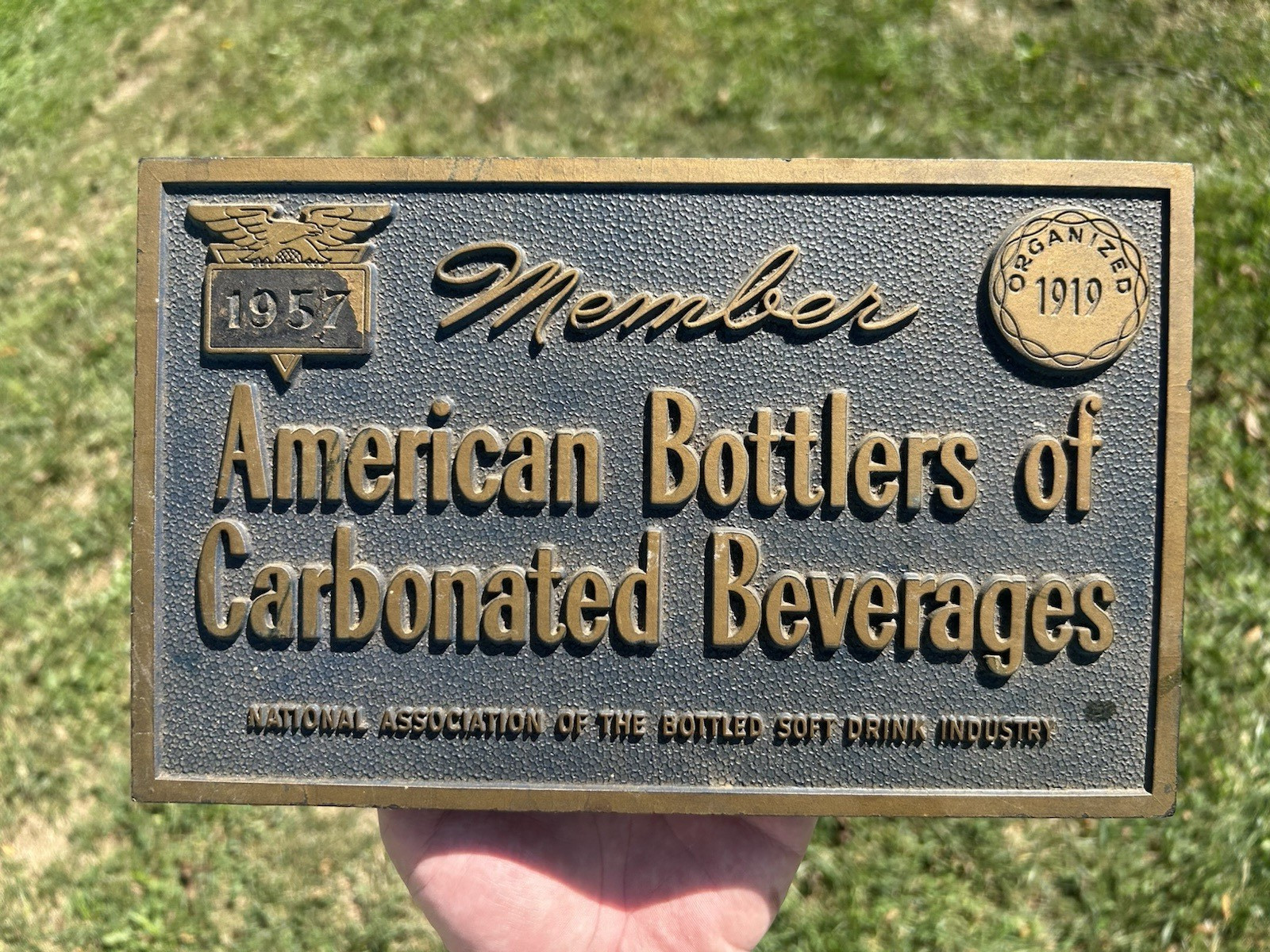 Original 1957 American Bottlers of Carbonated Beverages Pressed Board Sign
