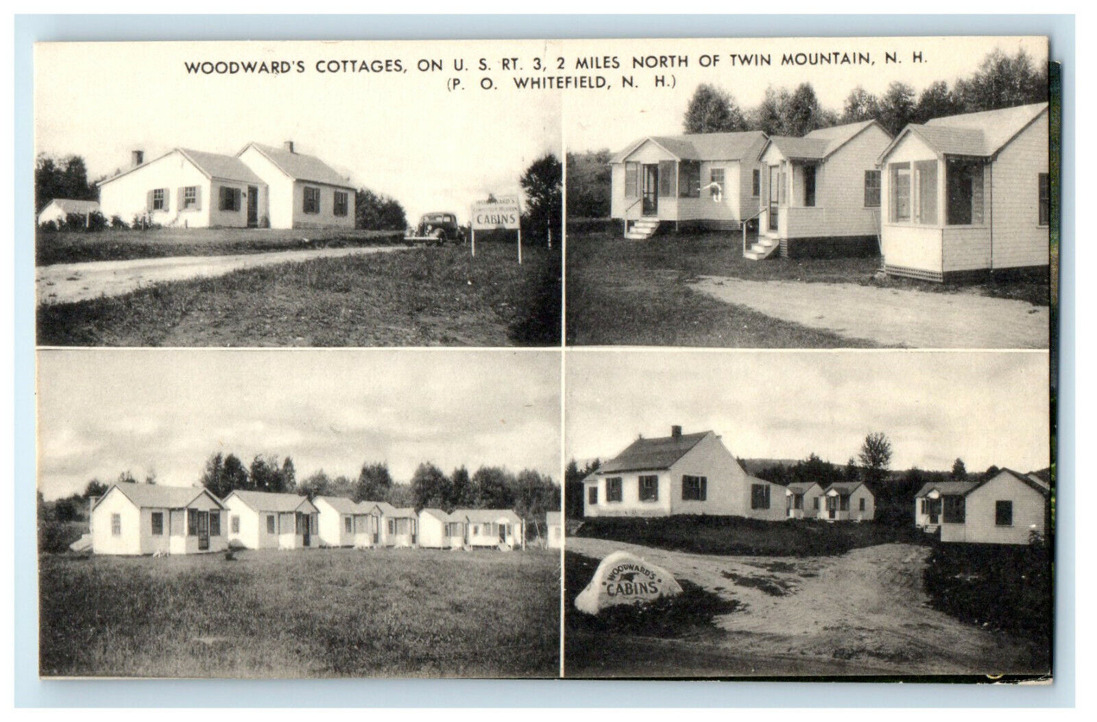 1914 Woodward's Cottages, North of Twin Mountain, New Hampshire NH Postcard