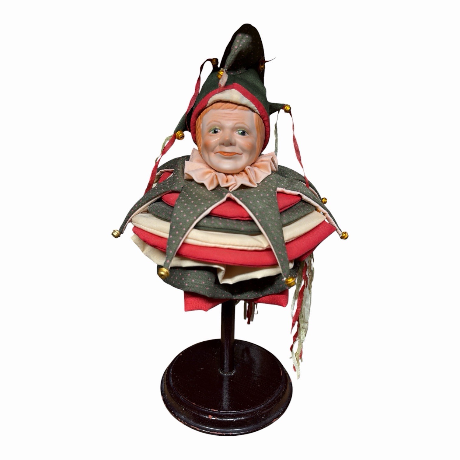 Vintage Enesco 1984 Porcelain Face Jester Jack Box Faith Wick  Figure Clown