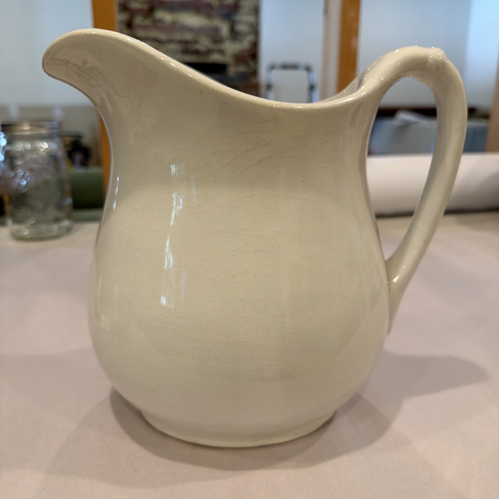 Antique Warranted Iron Stone China white ironstone wash pitcher, 19th century,