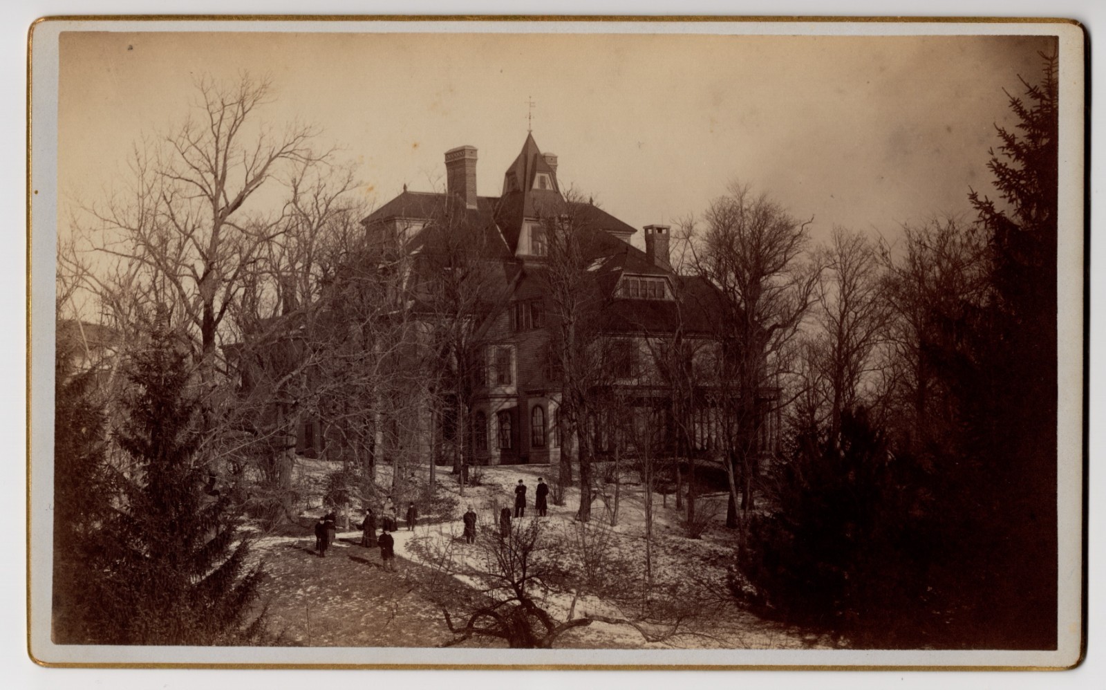 1890s Large Antique Cabinet Photo Green Hill Mansion Worcester MA  - VERY RARE