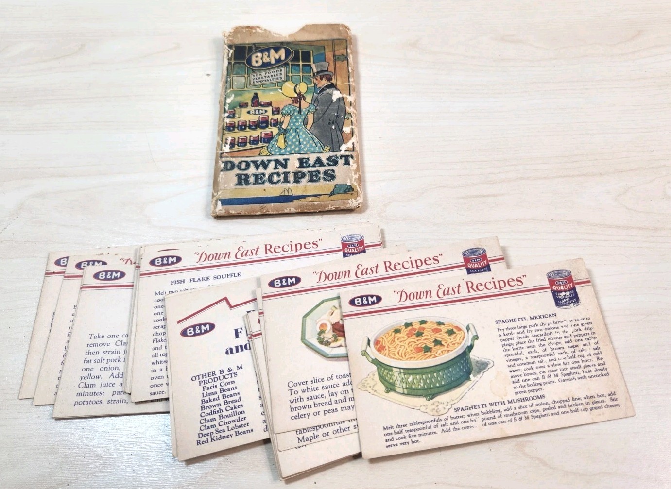 Vintage B&M Down East Recipes 24 Cards & Sleeve Burnham & Morrill Portland Maine