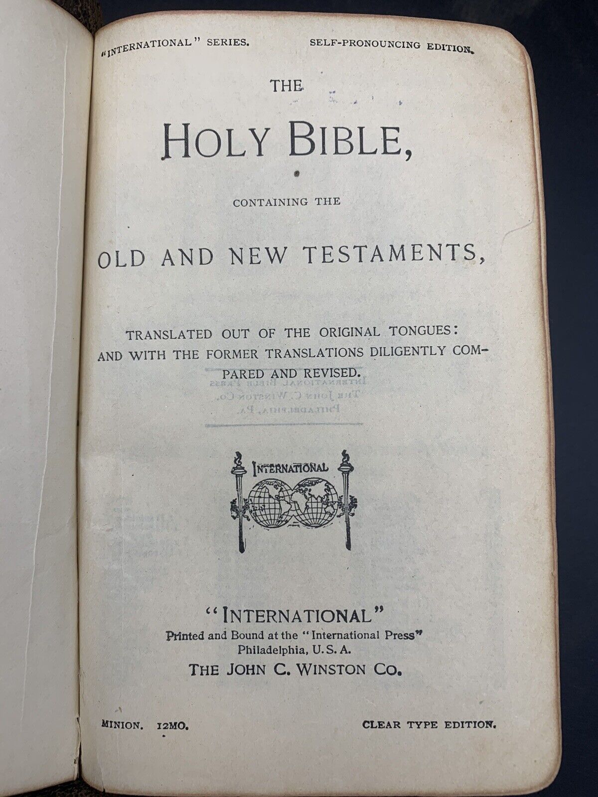 THE HOLY BIBLE, 1913, “International” Series, Self- Pronouncing Edition