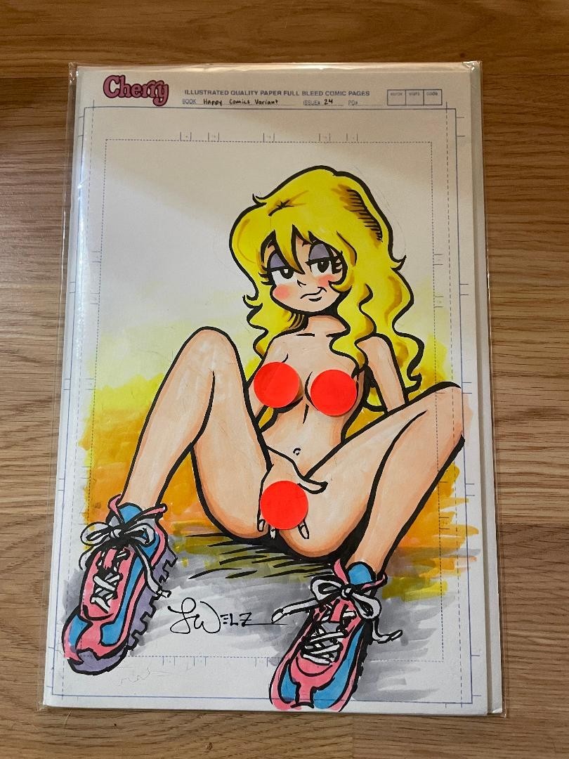 Cherry #24 Happy Comics Variant Comic Book/Original Cover Art Done By Larry Welz